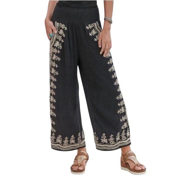 Sundance Bon Voyage Culottes Embroidered Boho Wide Leg Pants Size S - Picture 1 of 9